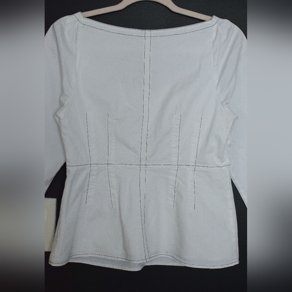 NWT Rebecca Taylor White Structured Long Sleeve Top Sz M - Picture 6 of 9